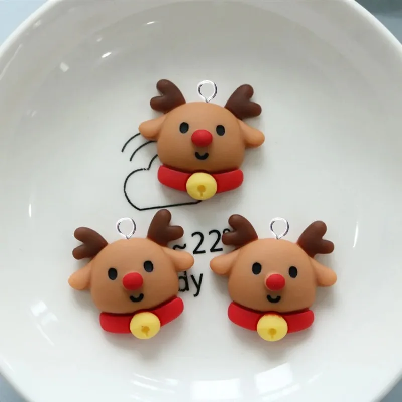 10Pcs Christmas Tree Sock Deer & Santa Claus Resin Charms Cute Flatback Pendants DIY Jewelry Making Accessories for Keychains