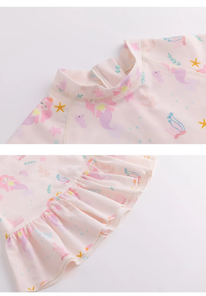 Girls Two Pieces Swimwear Sets New Summer Long Sleeve Printed Tops Elastic Shorts Children Cute Swimsuit Outfits S68ad65e2d0d34450a0f1f91f2af1bd883