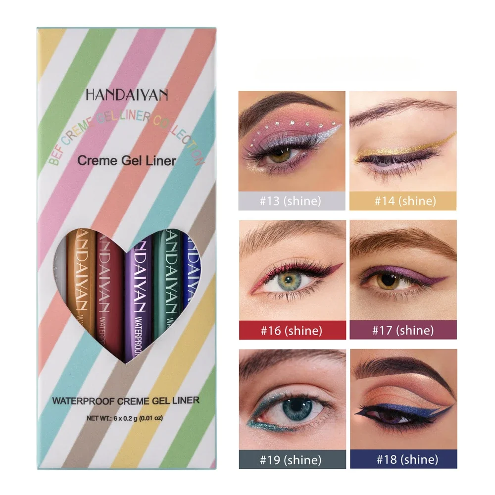 6 pcs eyeliner can be rotated waterproof and makeup-free to improve complexion colored eyeliner pen set Makeup