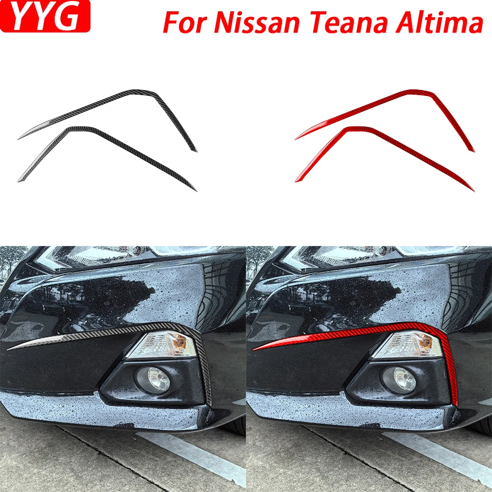 For Nissan Teana Altima 2019-2024 Real Carbon Fiber Front Fog Lamp Panel Decorative Strips Car Decoration Accessories Sticker