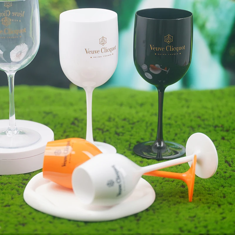 1 PCs Veuve Clicquot Flutes Glasses PP Plastic Wine Glasses Dishwasher-safe White Acrylic Champagne Glass Transparent Wine Glass