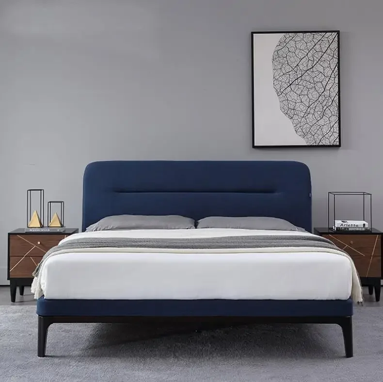 Bedroom Luxury Modern Blue Leather Super King Size Bed