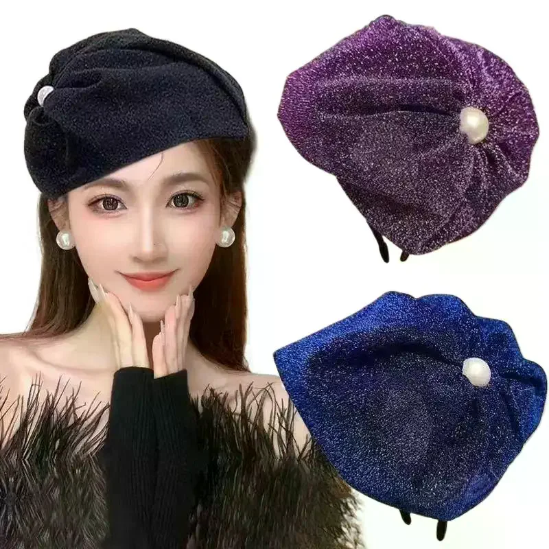 تول Bowknot عقال خيوط رقيقة نصف قبعات للحفلات التنكرية والكوكتيلات