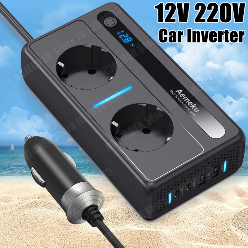 EU Plug Car Inverter 12V to 220V Transformer 200W Power Inverter With USB Ports Fast Charging Adapter Portable Voltage Converter