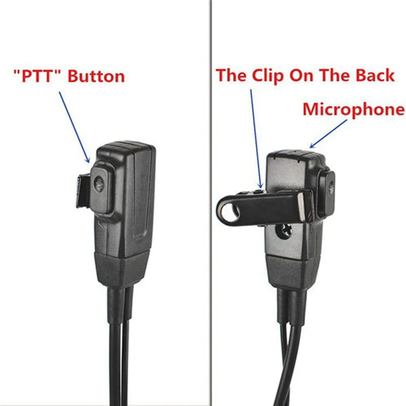 طقم سماعة أذن بسلك واحد ، ميكروفون ، ميكروفون PTT ، على شكل حرف D ، سماعة راديو ، جهاز اتصال لاسلكي ، خطاف أذن