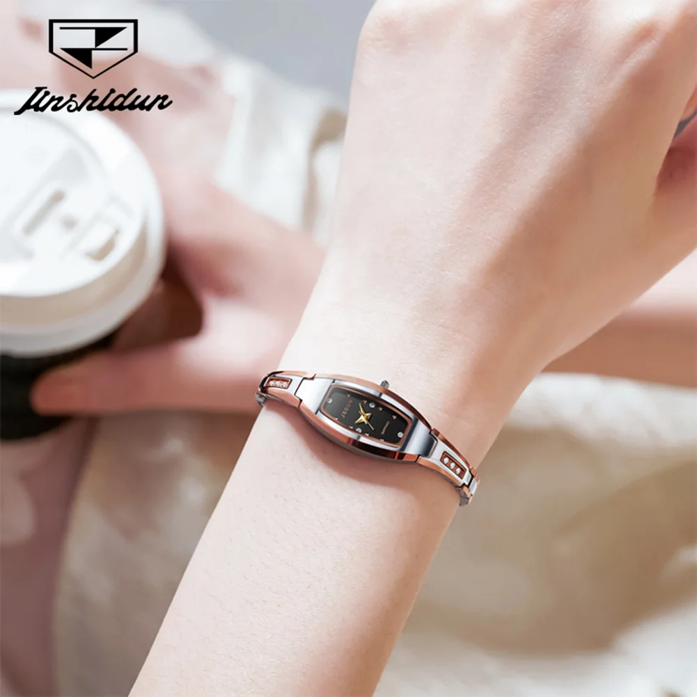 JSDUN أفضل العلامات التجارية الساعات النسائية الفاخرة موضة التنغستن الصلب الأصلي كوارتز ساعة اليد لسيدة صغيرة تونيو الهاتفي مقاوم للماء #2