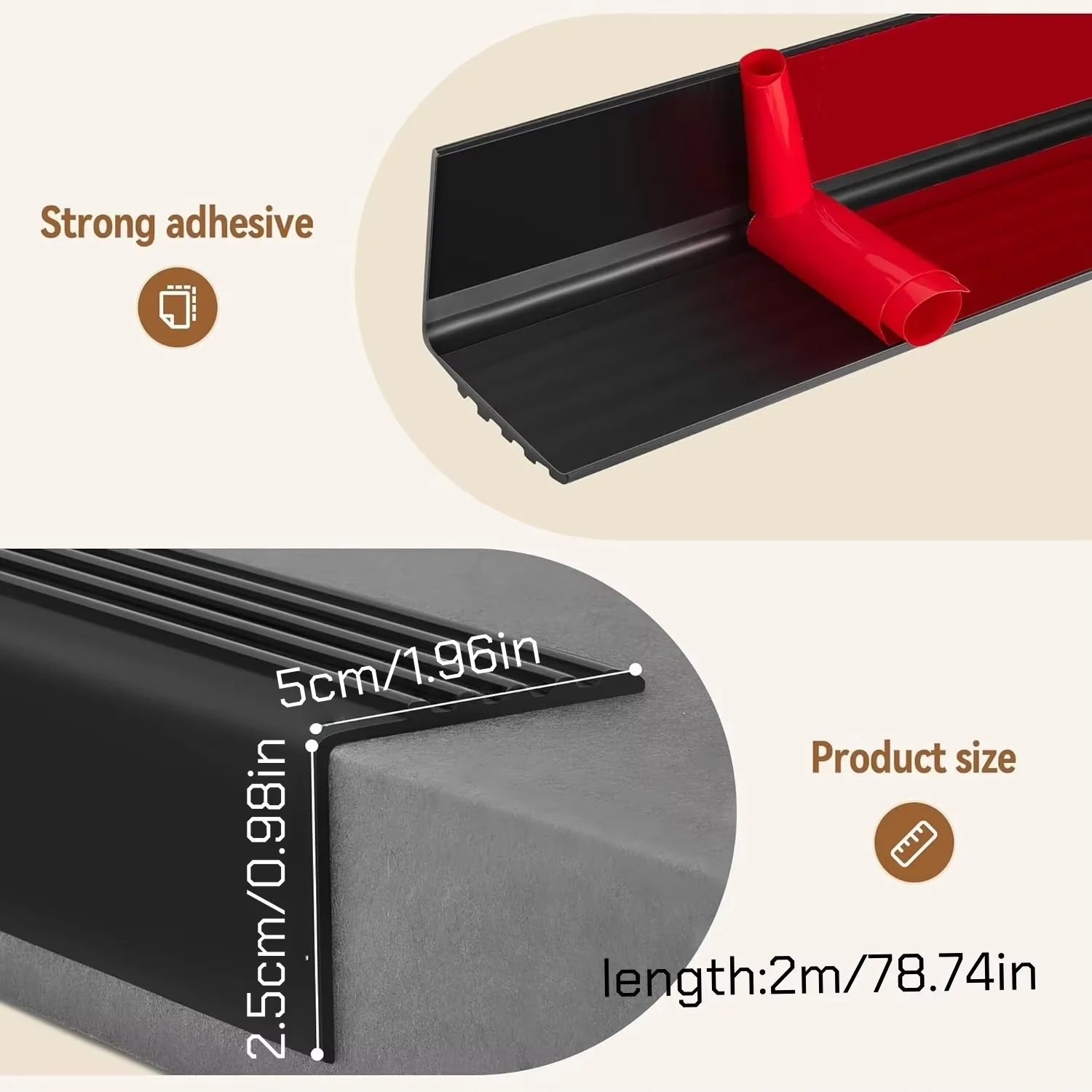 1PC 2m/78.74inch Self-Adhesive Anti-Slip Stair Strip, Waterproof Step Edge Protector for Indoor Outdoor Stairs