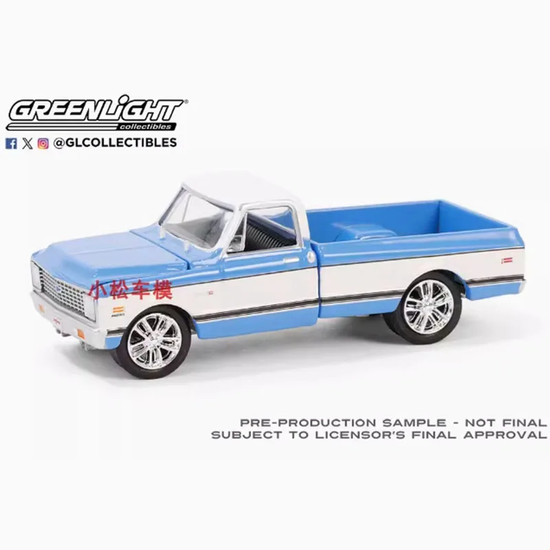 GreenLight 1/64 Scale 1971 C10 Super Cheyenne Pickup Truck Blue Alloy Car Model Collection Display Toy Gifts Souvenirs