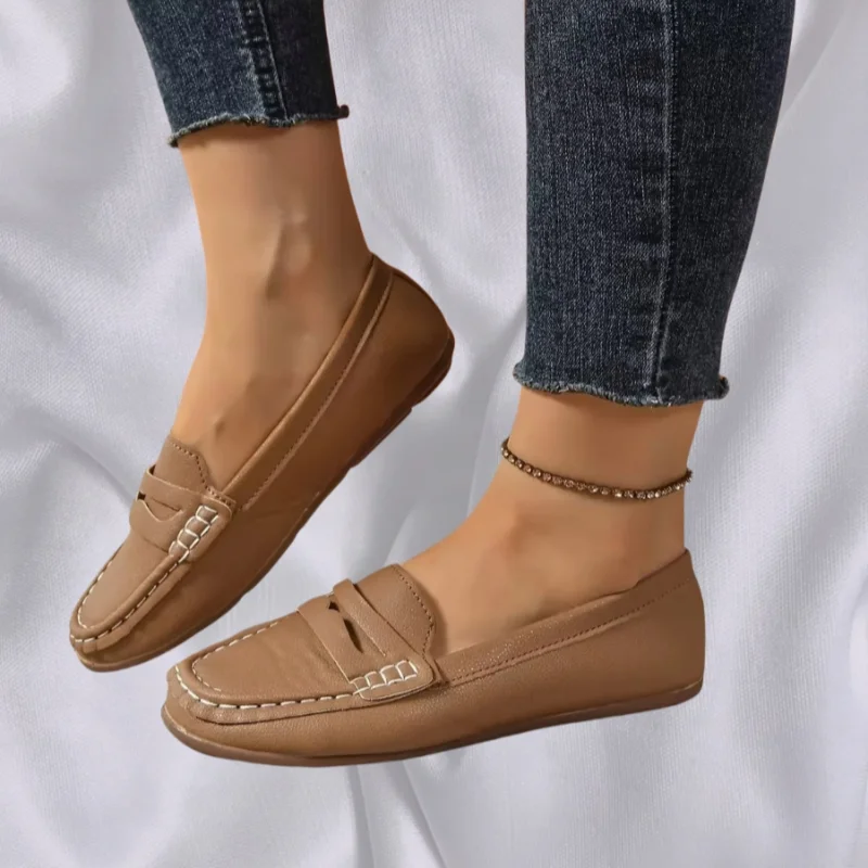 

Весенне-осенняя легкая сексуальная удобная женская обувь с круглой головкой, новые модные нескользящие повседневные туфли на плоской подошве с неглубоким носком