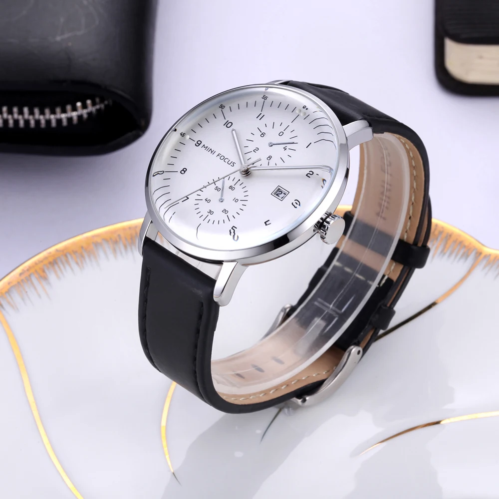 MINI FOCUS Business Quartz Man Watch Waterproof Wrist Watch with Auto Date Luminous Reloj Hombre Male Gifts 0052G