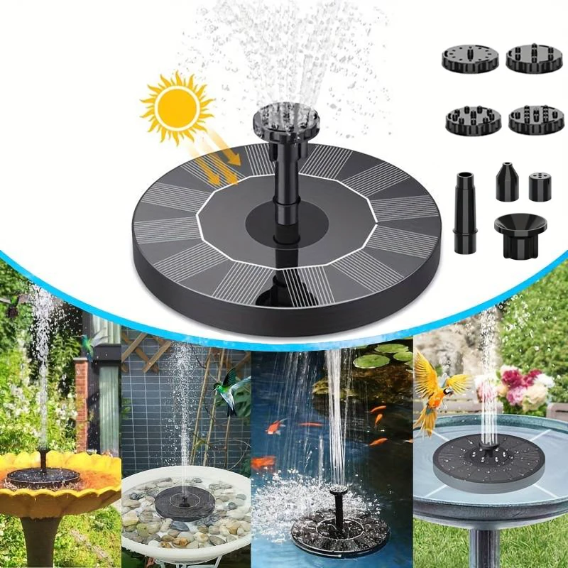 Fuente de baño de pájaros con energía Solar, bomba de agua, estanque de piscina, fuente colorida alimentada por energía Solar, decoración flotante para el hogar para jardín