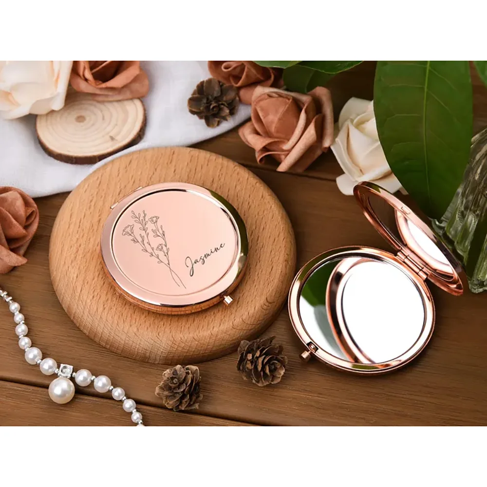 

Personalized Makeup Mirror with Name Bridesmaid Pocket Mirror Wedding Hen Party Birthday Keepsake Bridal Shower Thank You Gift