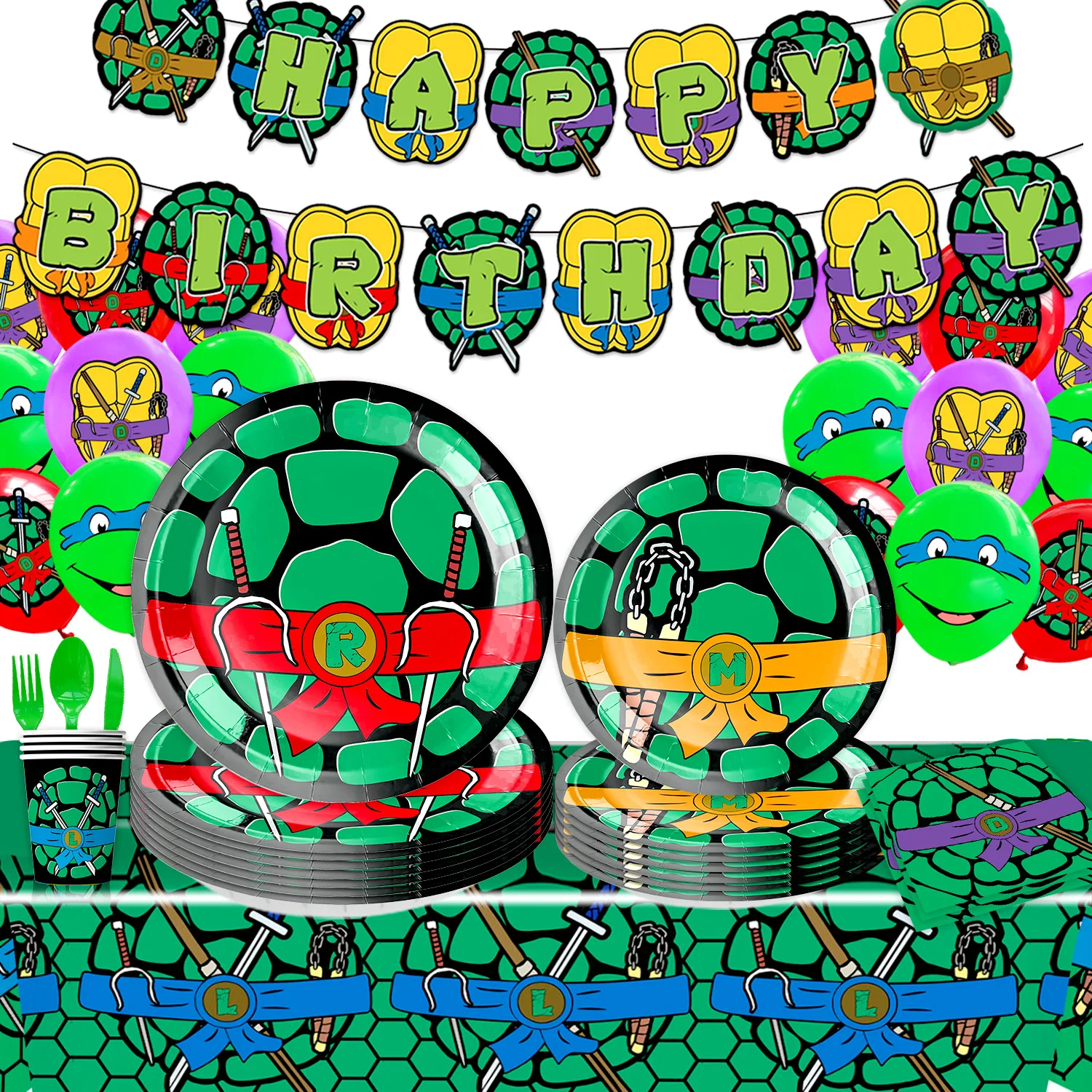 Ninja Turtles Birthday Party Mutant Ninja Turtles Teenage Party Favors Tablecloth Cups Plates Baby Shower supplies