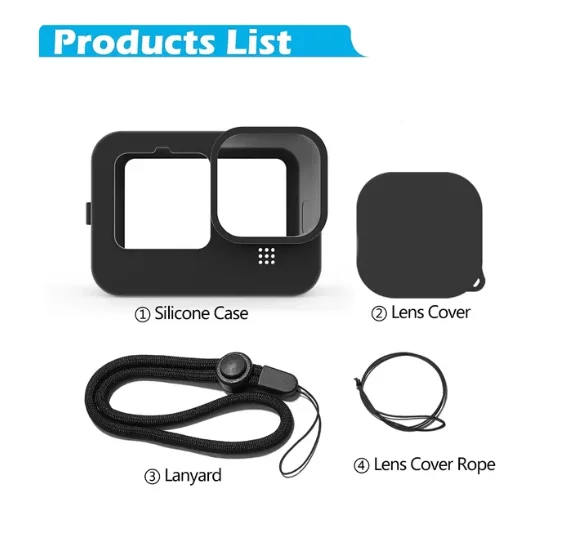 Водонепроницаемый корпус, силиконовый чехол, боковая крышка аккумулятора, фильтр для GoPro Hero 12 11 10 9, комплект аксессуаров для экшн-камеры Go pro