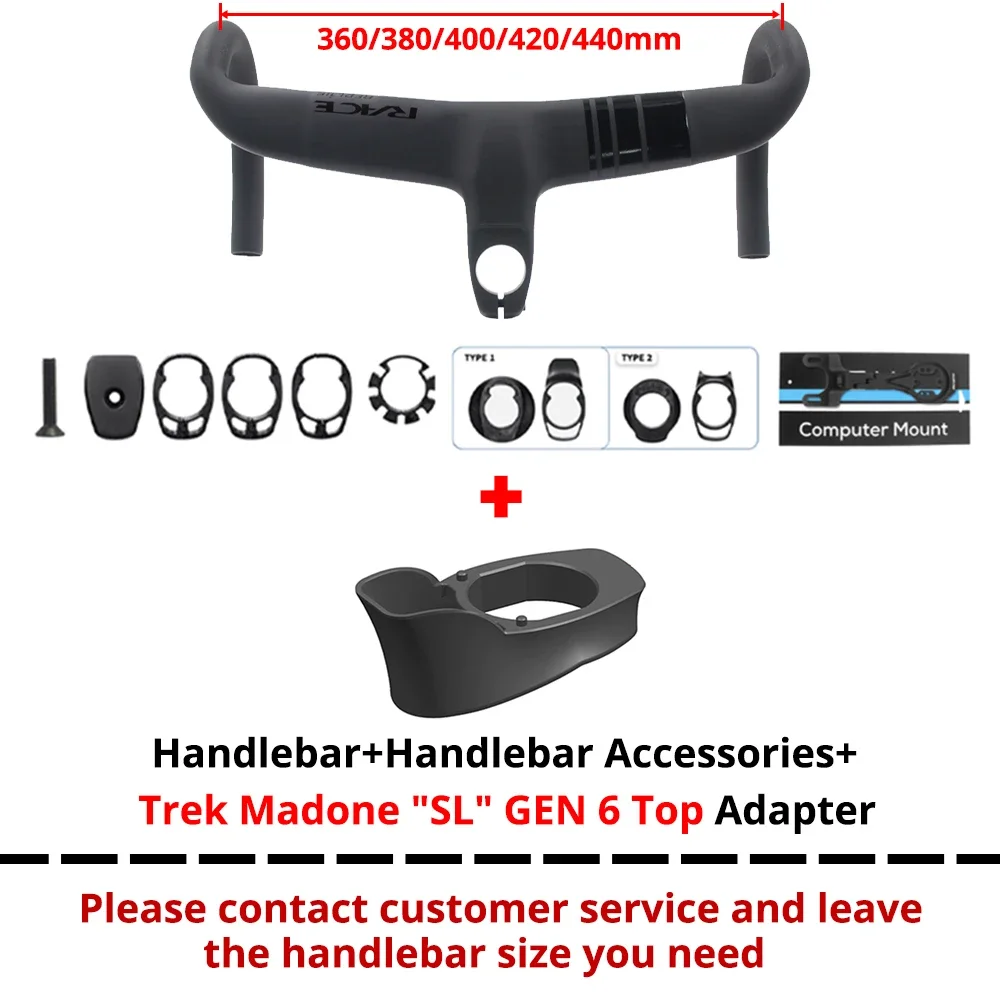 Bicicleta de carretera de carbono con logo RACE, manillar integrado con cableado interno, Di2, adaptadores disponibles para OBERA, MADONE GEN6, SUPER6 EVO Gen4