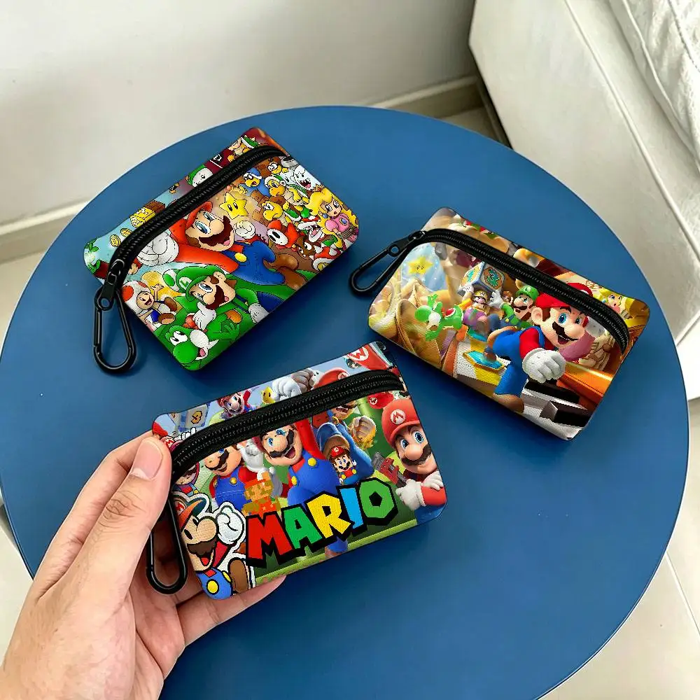 Super Game M-Marios Portable Oxford Fabric Mini Wallet Carabiner Design Small Coin Bag For Cards Keys Earphones