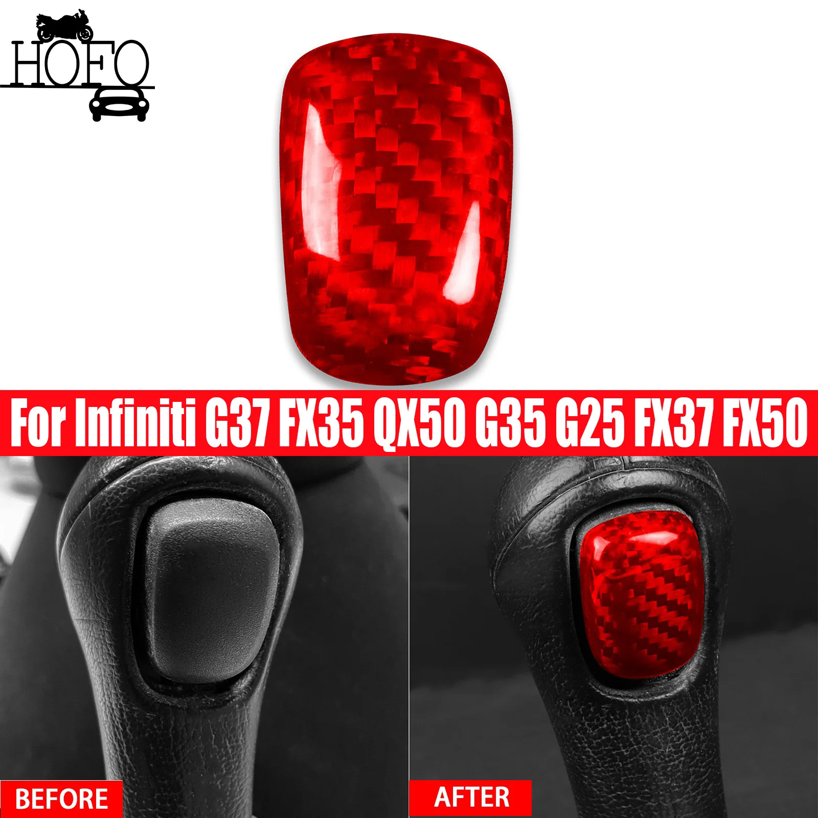 

Carbon Fiber Interior Gear Shift Knob Button Cover For Infiniti G37 FX35 QX50 G35 G25 FX37 FX50