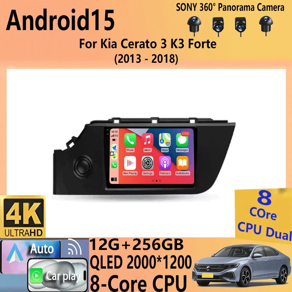 Car Radio Android 15 Carplay For Kia Cerato 3 K3 Forte 2013 2014 2015 2016 2017 2018 Auto Stereo Multimedia Player GPS Navigatio