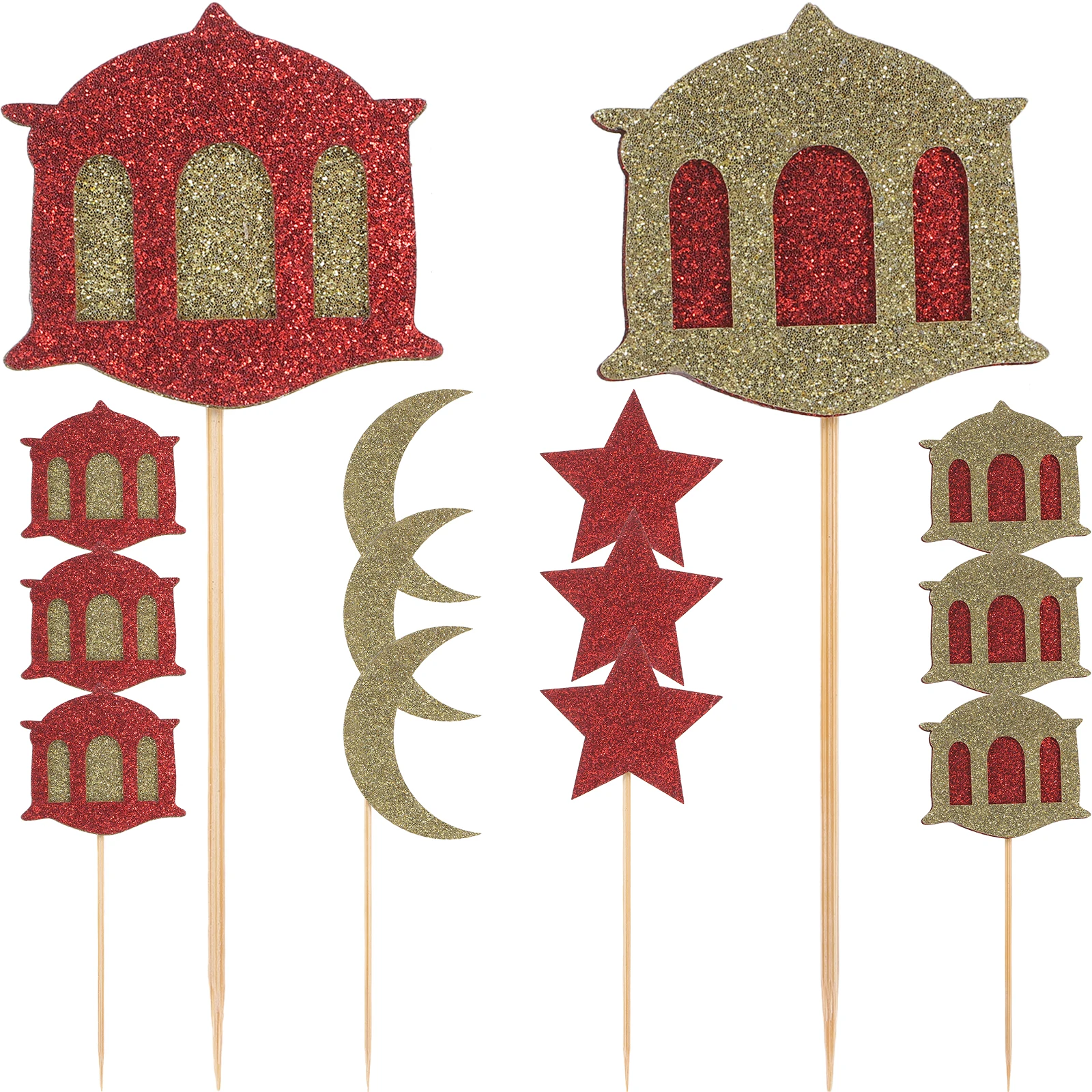 

40pcs Eid Mubarak Toppers Ramadan Dessert Decorations Cupcake Picks Baking Accessories Eid Theme Inserts Festival Cake Picks