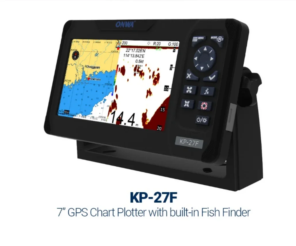 ONWA KP-27F 7-inch Marine GPS Chart Plotter Marine Built-in Fish Finder depth sounder sonar fish finder With TRANSDUCERS