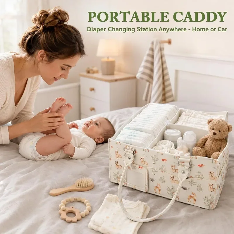 Large Capacity Diaper Organizer Multi-functional Diaper Bag Portable Nursery Storage Basket Newborn Essentials Diaper Bag