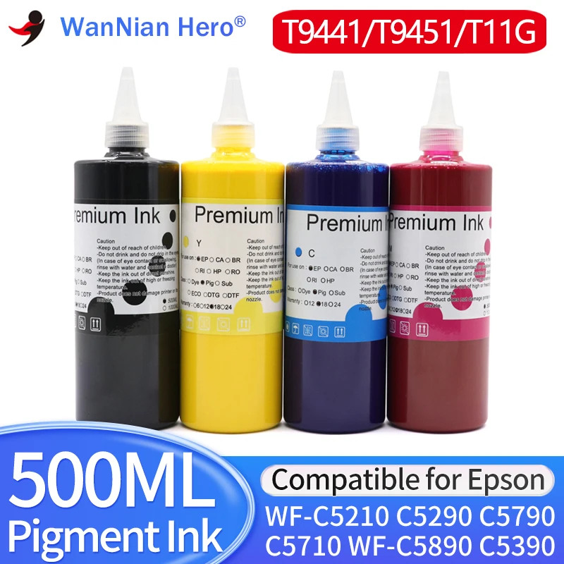 500ml C5210 Pigment Ink For Epson WorkForce Pro WF-C5290 C5790 C5210 C5710 C5390 C5890 Ink T9441 T9451 T9461 T11G pigment ink