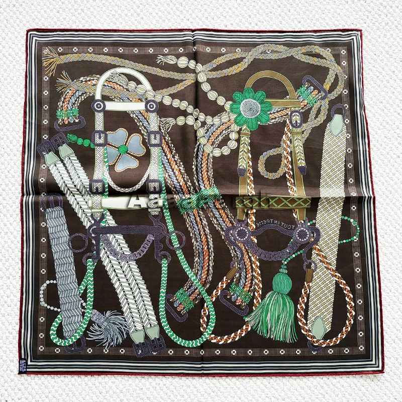 Women Twill Scarf 70cm Women Hand Rolled Scarfs Shawls Bag Belt Accessories Lady Christmas Gift Double Sided Print view 6