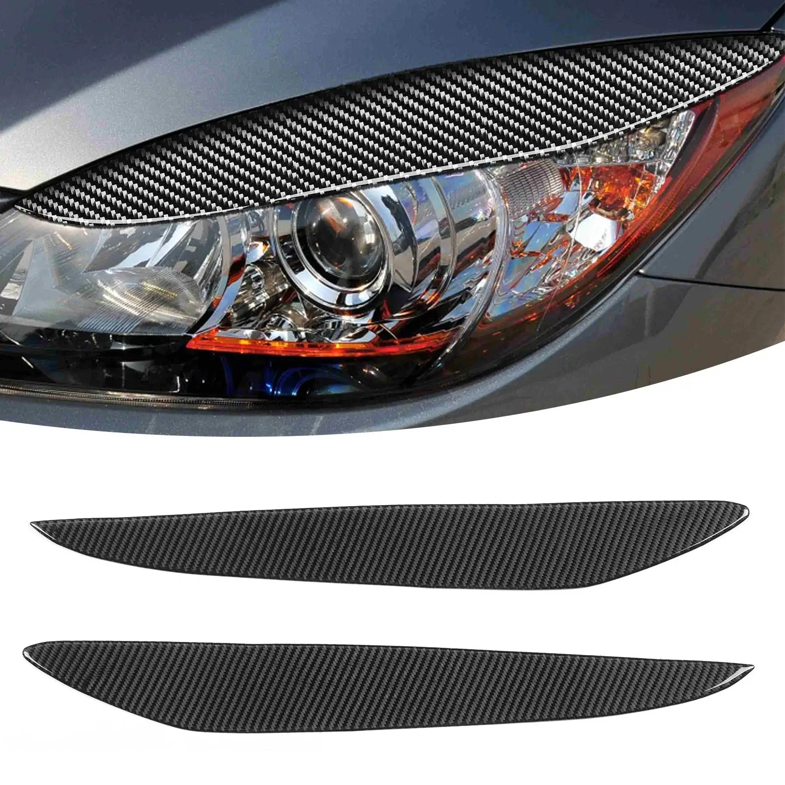 2pcs Carbon Headlight Eyebrow Eyelid Cover Wear Resistant Fit for Mazda 3 2010 2011 2012 2013