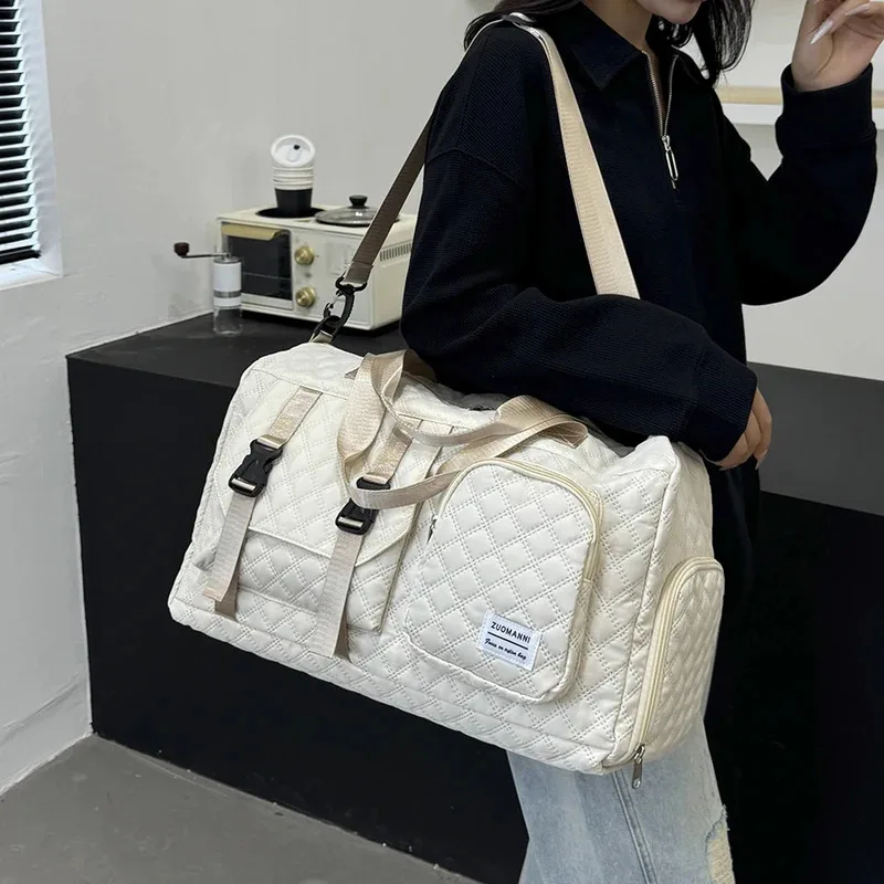 

Прочная нейлоновая дорожная сумка-дафл, портативная спортивная сумка для спортзала, для поездок на ночь, сумка-дафл через плечо для тренировок, вместительная, с узором аргайл