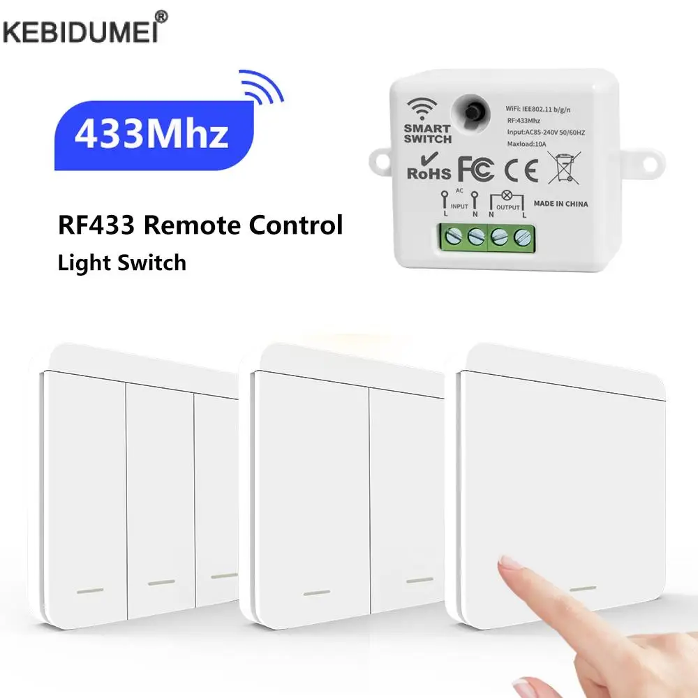 Wireless Light Wall Switch RF 433Mhz Remote Control 1/2/3Gang Interruptor Smart Lighting Switch For Lamp LED 10A 110V 220V