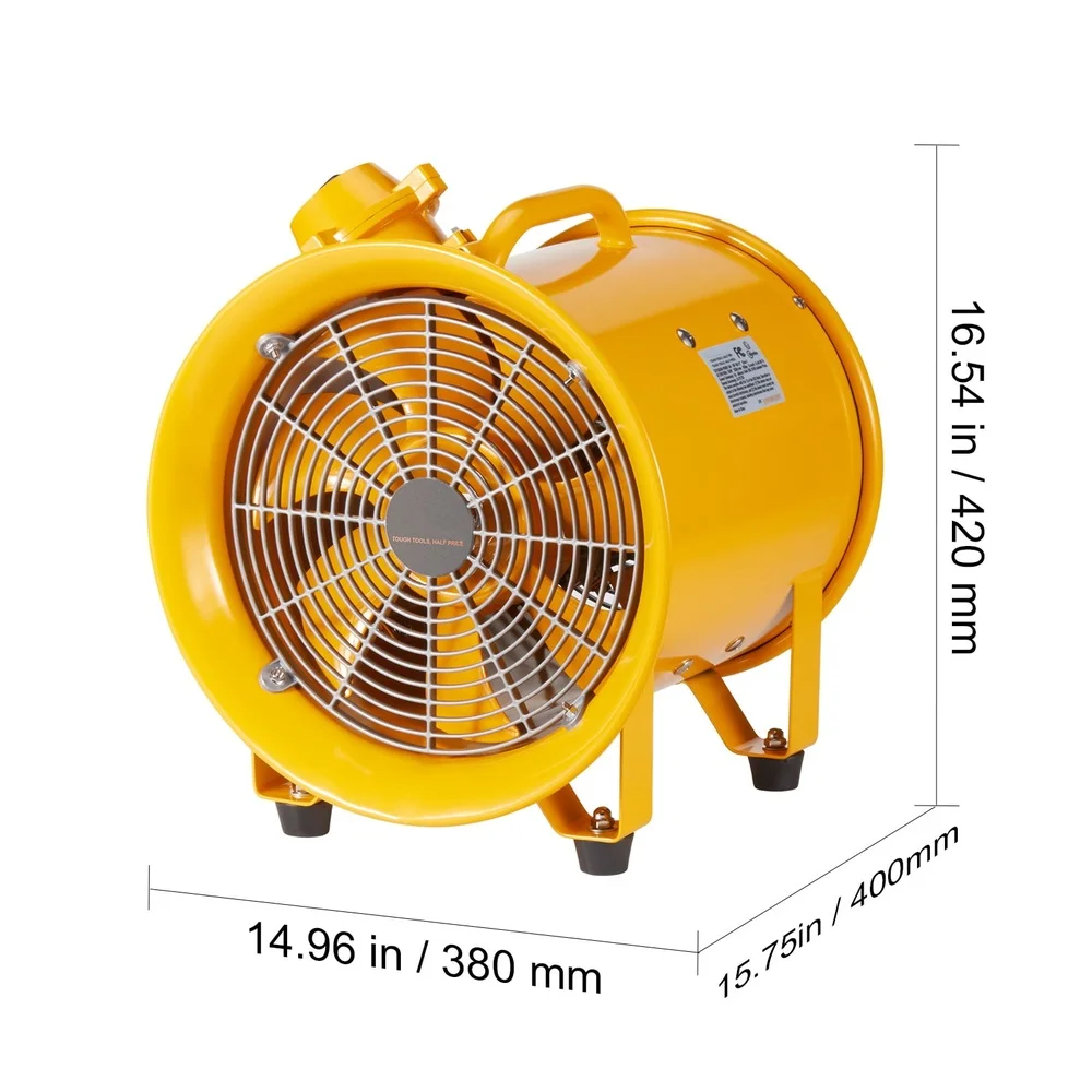 12 بوصة المحمولة النازع مروحة منفاخ التهوية الصناعية 550 واط عالية الأداء محرك تيار متردد 2500CFM تدفق الهواء مقاوم للماء الغبار