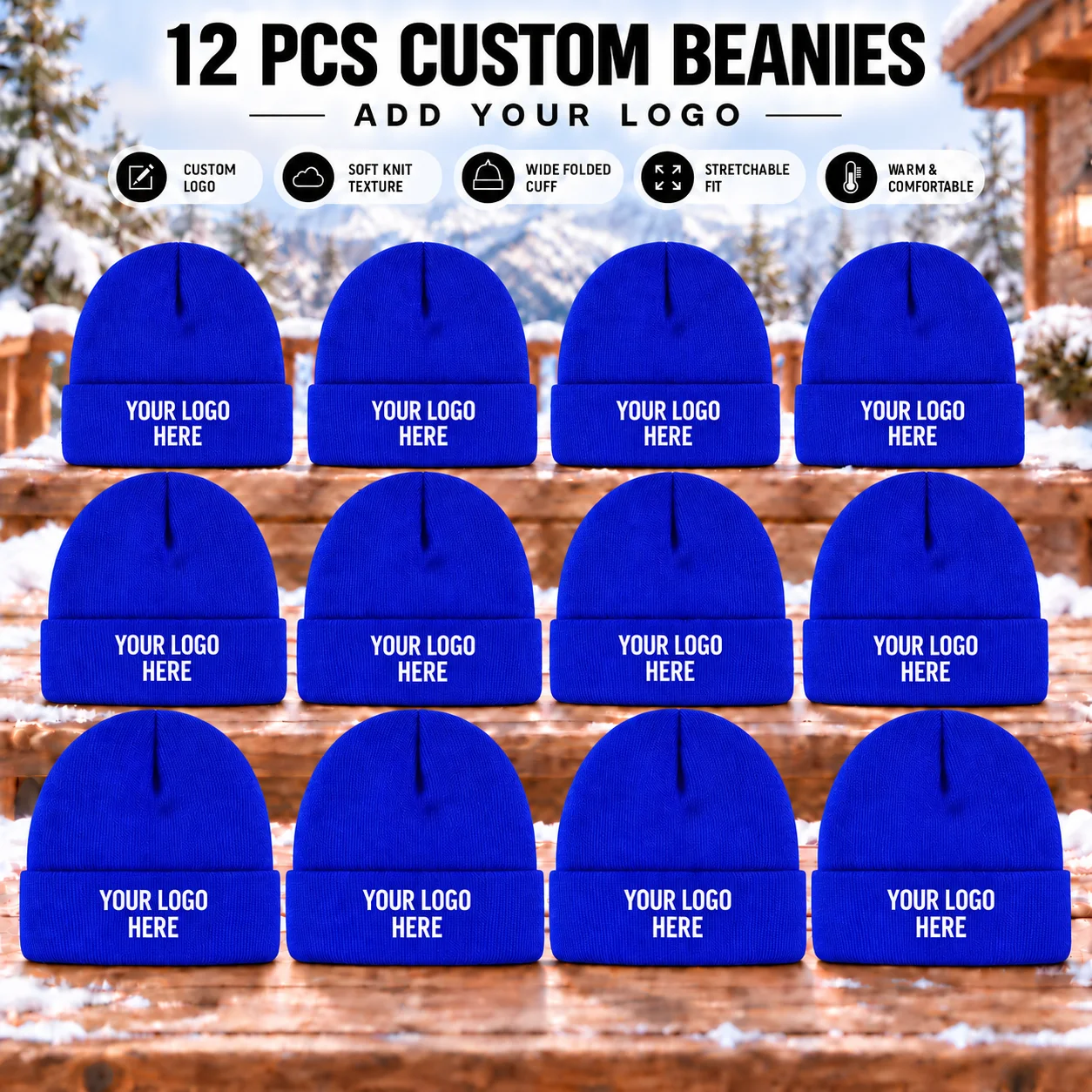 12pcs Custom Beanies Personali - Knit Beanie Hat Warm ulasan dan harga
