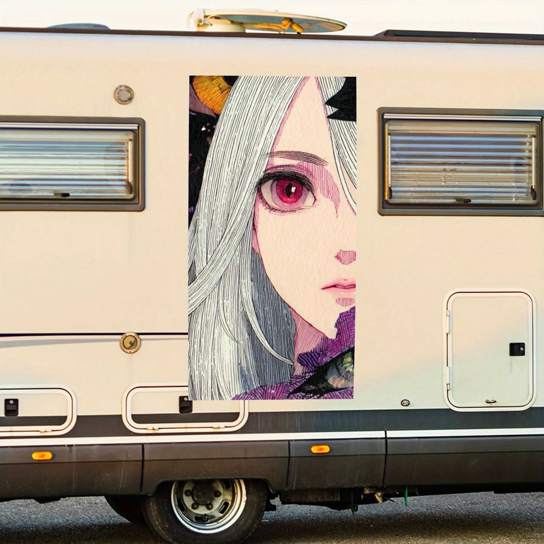 Woman with Many Eyes and Purple Wings Car Sticker,Waterproof Vinyl Decal for RV Side, Self - Adhesive Stickers to Decorate & Pro