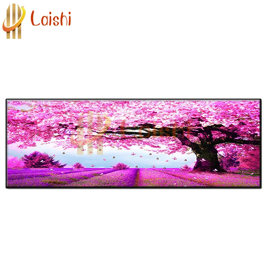 Diamond Painting, Large Size, under the cherry tree, lavender field, diamond embroidery, full square or round drill, handmade