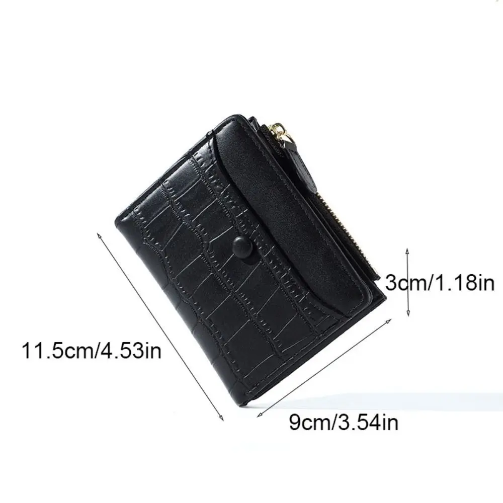 Multi Card Slot Crocodile Pattern Wallet Waterproof Solid Color PU Leather Coin Purse Short Large Capacity Multiple Card Holder