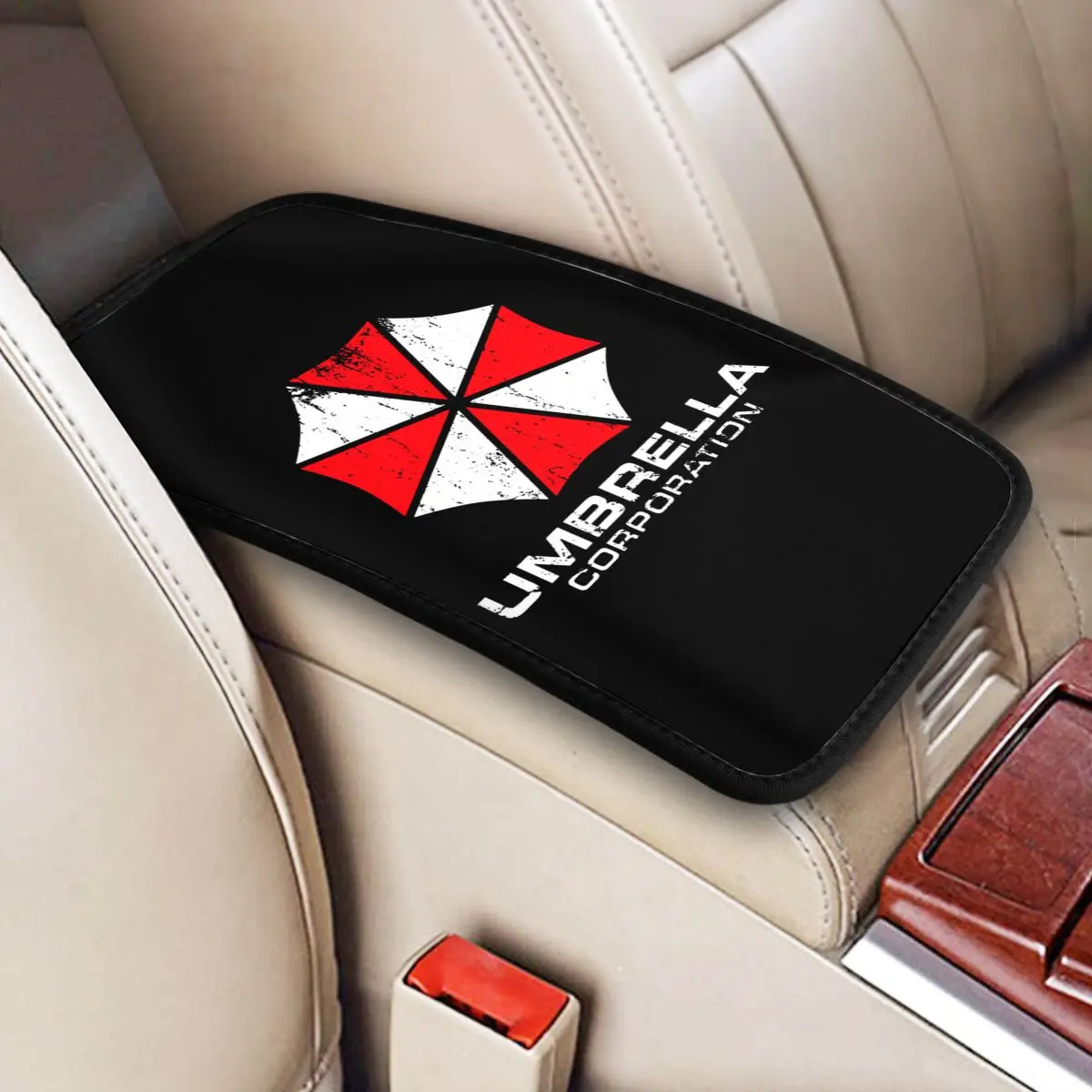 Umbrella Corporation Horror Movie Car Armrest Cover Mat Universal Leather Center Console Cover Pad Car Accessories