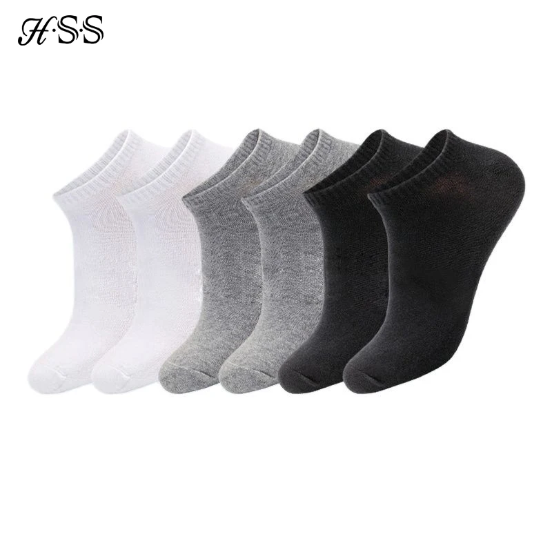 

HSS Brand 100% Cotton Men Socks Summer Thin Breathable Socks High Quality No Show Boat Socks Black Short For Students Size 39-44