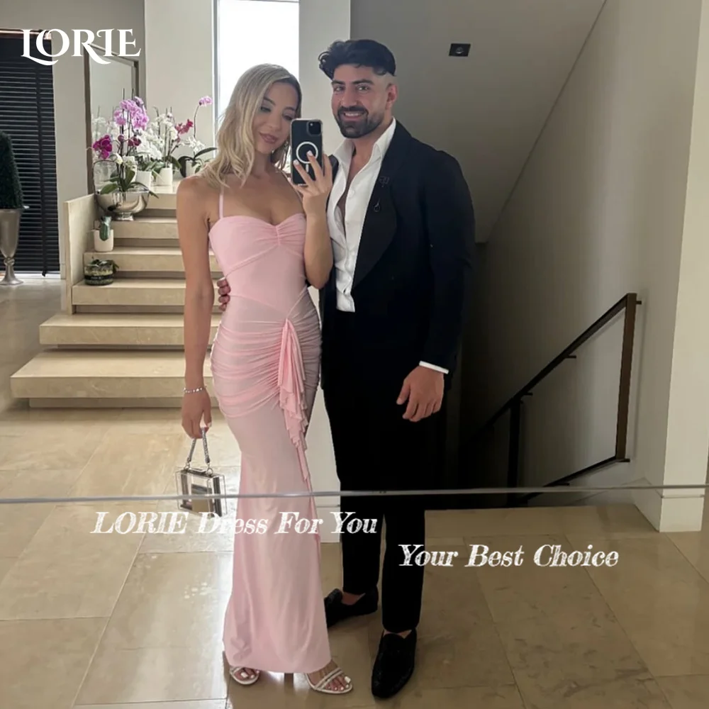 

LORIE Modest Crepe Saudi Evening Dresses Sexy Halter Sweetheat Mermaid Chiffon Pleats Arabia Prom Gown Party Dresses Customized