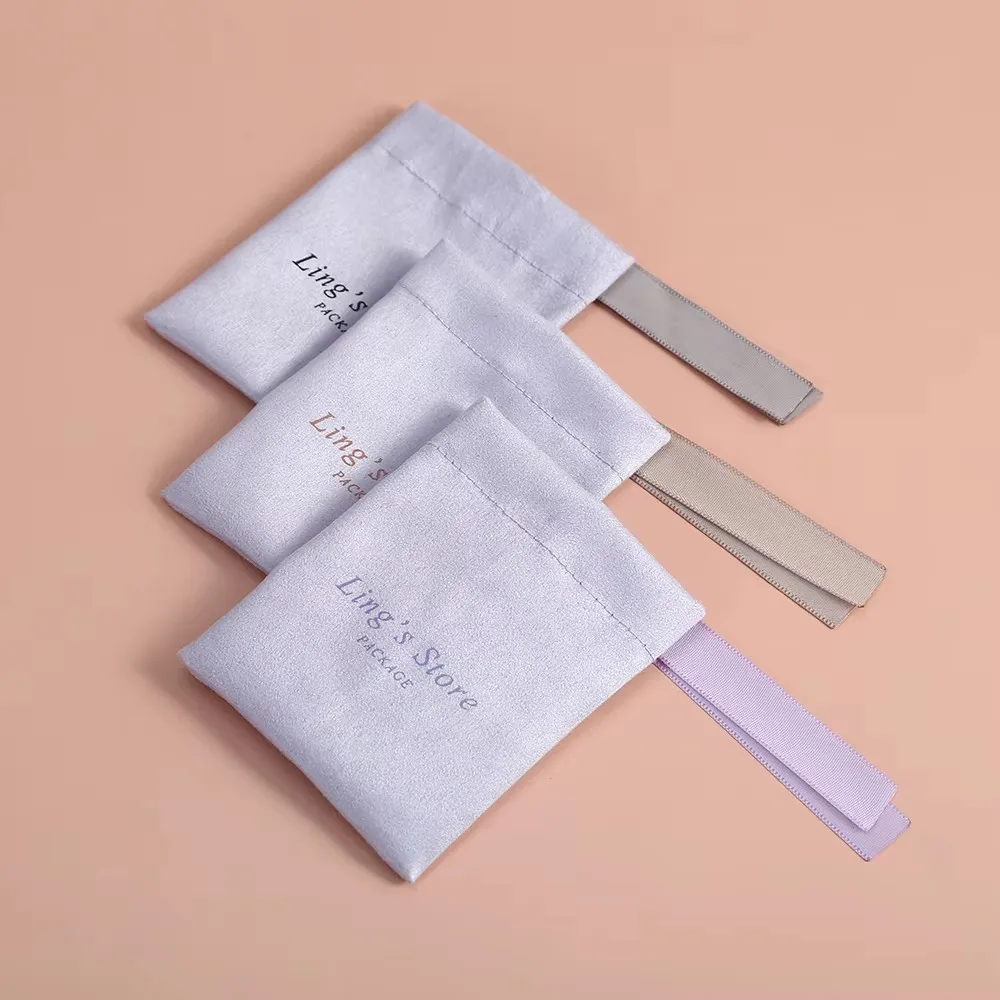 100Pcs High Quality Jewelry Drawstring Flannel Bags with Silk Bowknot Pocket for Bracelet Earrings Soap Organizer Wedding Favors