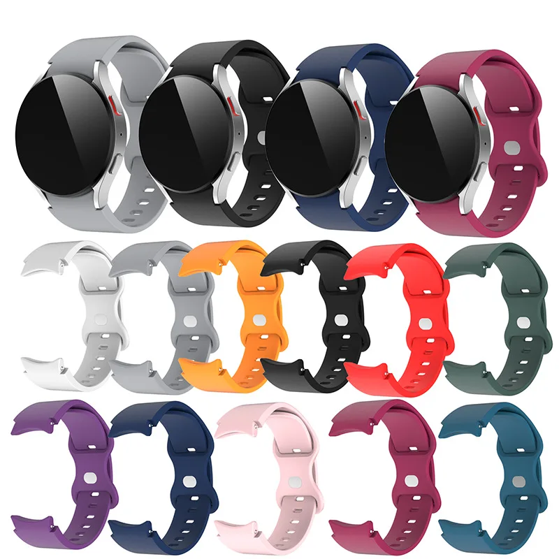 ينطبق على ساعة سامسونج جالاكسي، حزام بإبزيم على شكل فراشة، ملحقات الساعة الذكية الرياضية، حزام ساعة بلون سادة من السيليكون