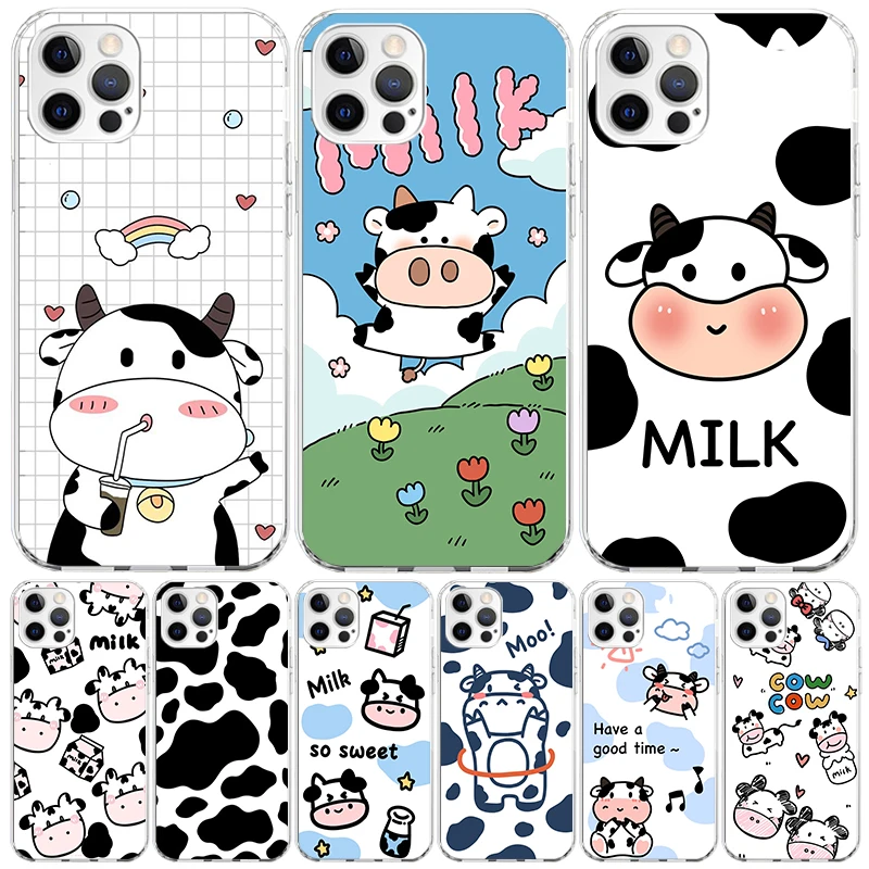 Dairy Cattle Cow Speckle Cute Phone Case For Apple Iphone 11 12 13 Mini 14 15 16 Pro Max 7 Plus X XS XR SE Art Customized Coque