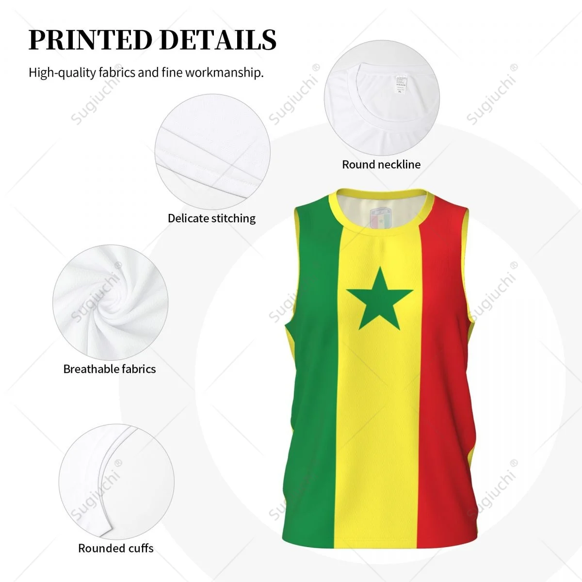 Senegal Flag Men Basketball Sports Jersey Running Fitness Multifunction Sleeveless tshirt Exclusive Custom Name Nunber