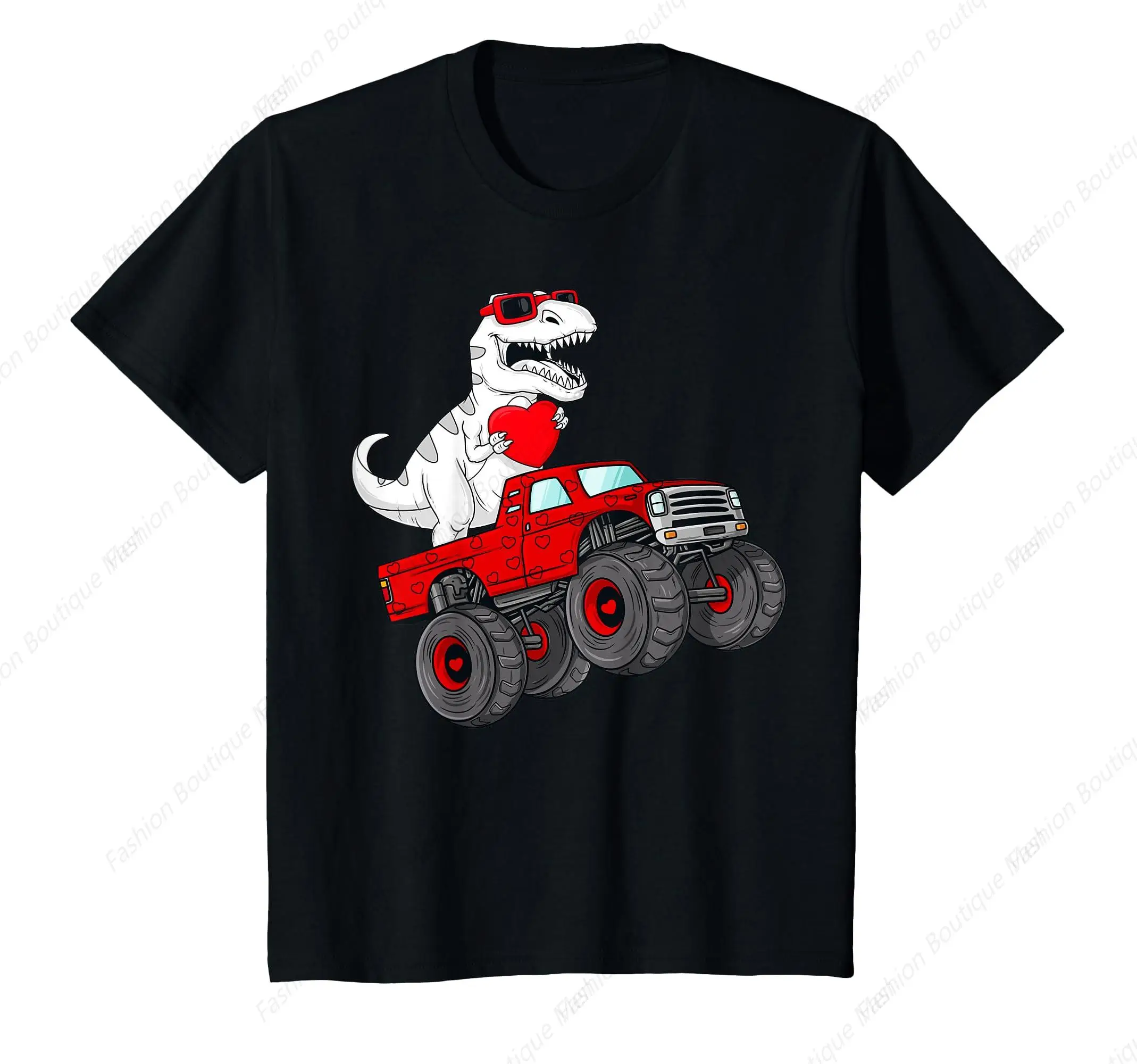 

Hot-Selling Valentines Day T Rex Riding Monster Truck Funny Soft Cotton T-Shirt