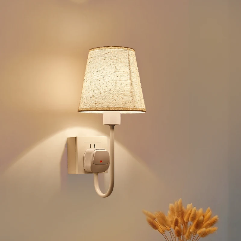 プラグイン寝室のベッドサイドランプ壁ランプ LED 家庭用ソフトライト省エネモダンなシンプルなワイヤレスソケットナイトライト