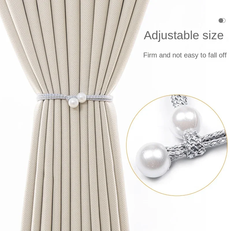 2PCS Small Pearl Curtain Clip Curtain Holders Tie Back Buckle Clips Hanging Ball Buckle Tie Back Curtain Decor Accessories