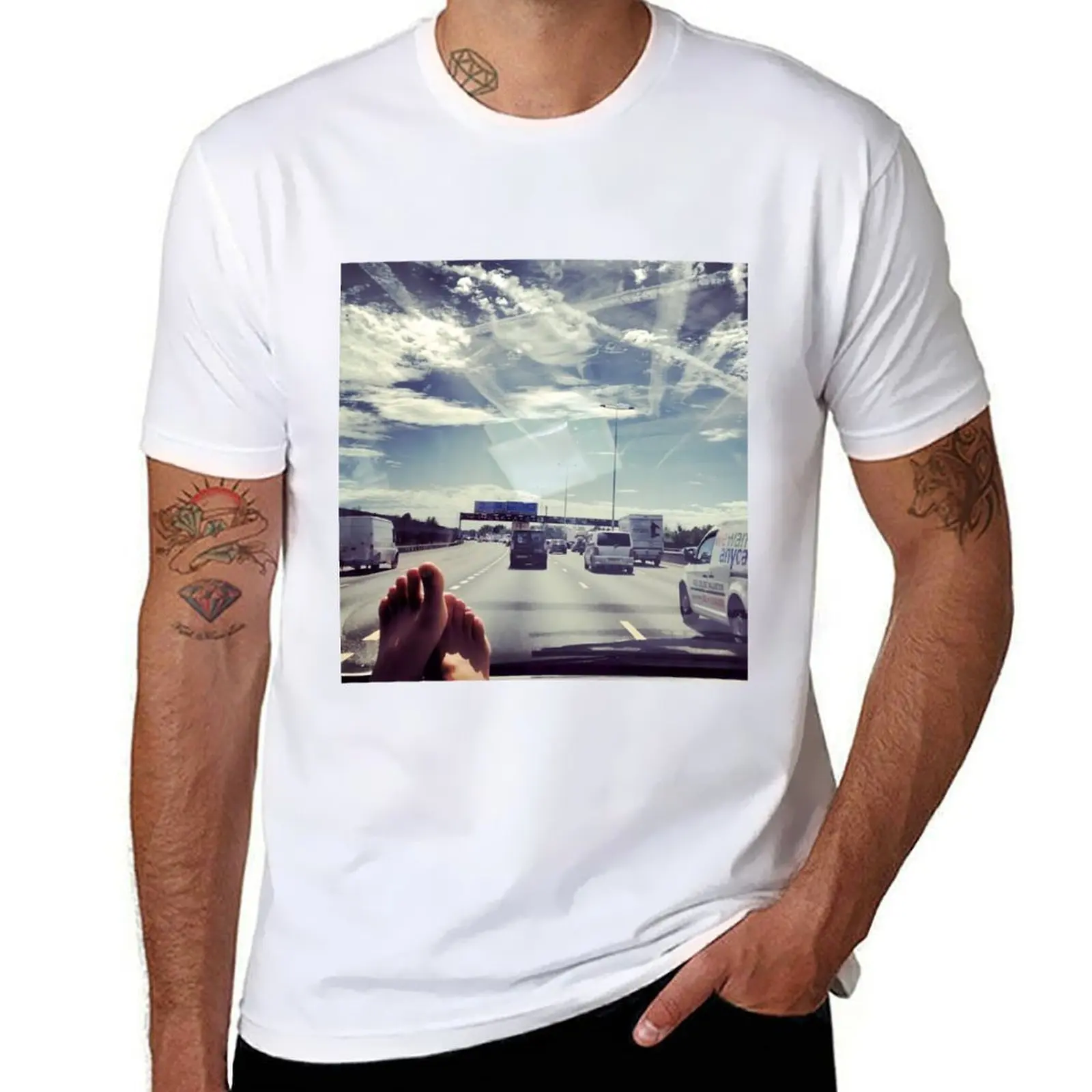 

Driving Home After a Holiday: A Photo Print of Relaxation and Contentment T-Shirt t shirt custom print T-Shirt