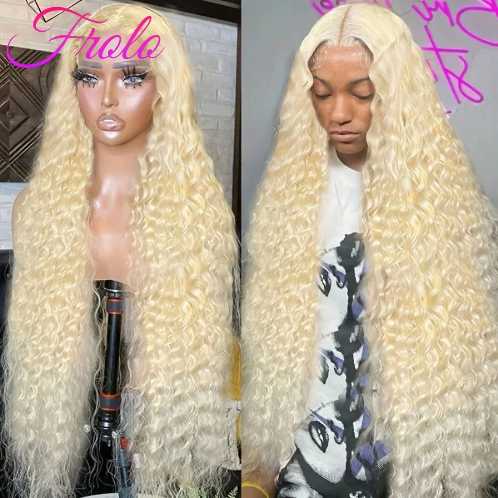 30inch Blonde 613 Hd Lace Fontal Wig 13x6 Curly Human Hair Wigs200 Densit Pre Plucke Brazilian Deep Wave Human Hair Wig ForWomen