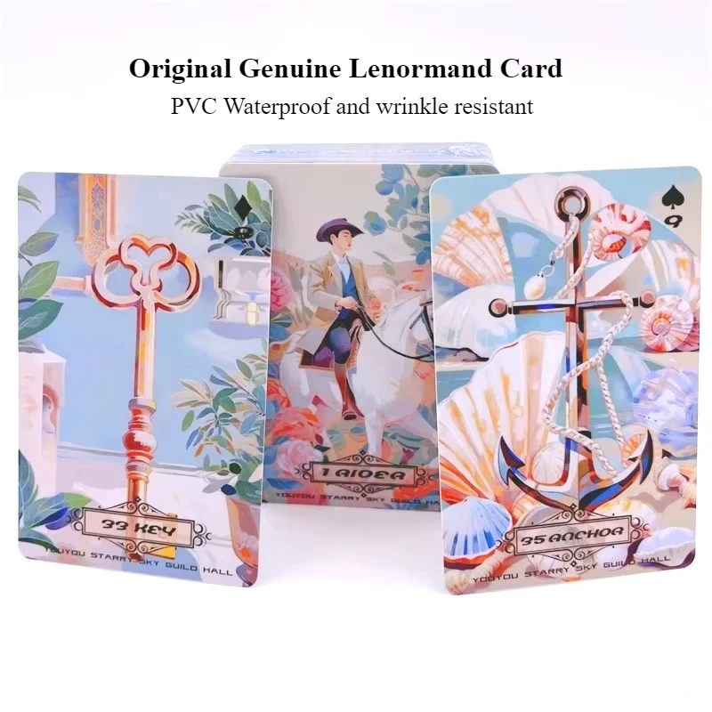 

Оригинальная подлинная карта Dream Castle Lenormand, ПВХ, водонепроницаемая, 36 + 6 шт., питьевая вечеринка, настольная астрология, настольная игра, инструмент для психологии