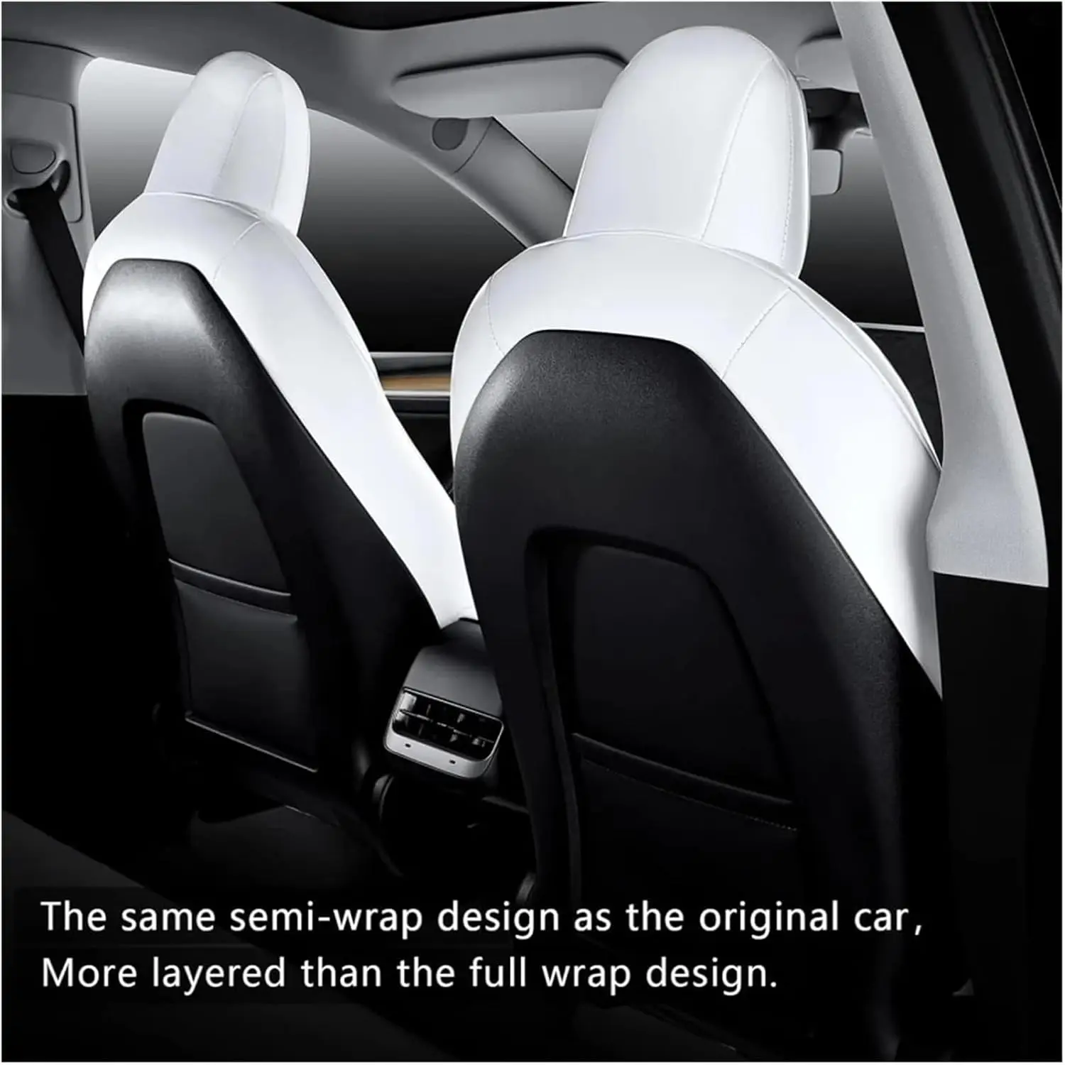 For Tesla Model 3 Highland 2024 Seat Covers, Nappa Leather Front Rear Car Seat Cushion Armrest Cover Interior Decoration