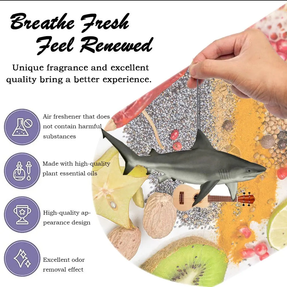 شماعة رائحة سيارة Ukulele Shark - تصميم ممتع موسيقي، معلقة بفتحة تهوية مرآة، عطر يدوم طويلاً